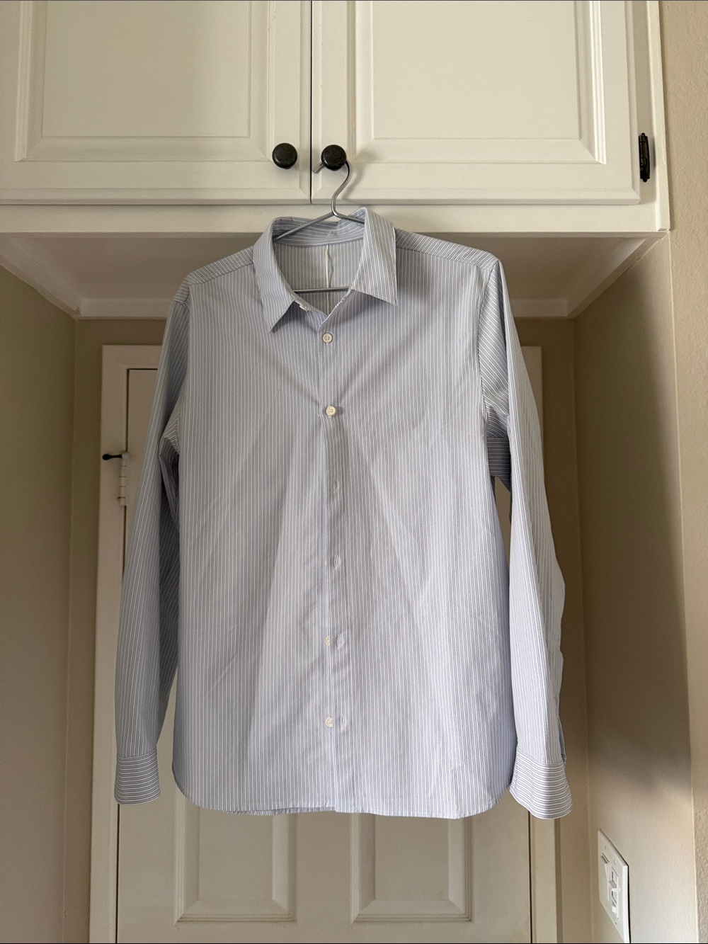 Lululemon Classic Men's Light Blue Pinstripe Dress Shirt